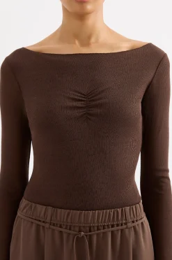 NUDE LUCY Clement Long Sleeve Top CHESTNUT