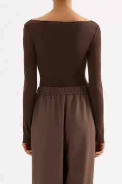 NUDE LUCY Clement Long Sleeve Top CHESTNUT