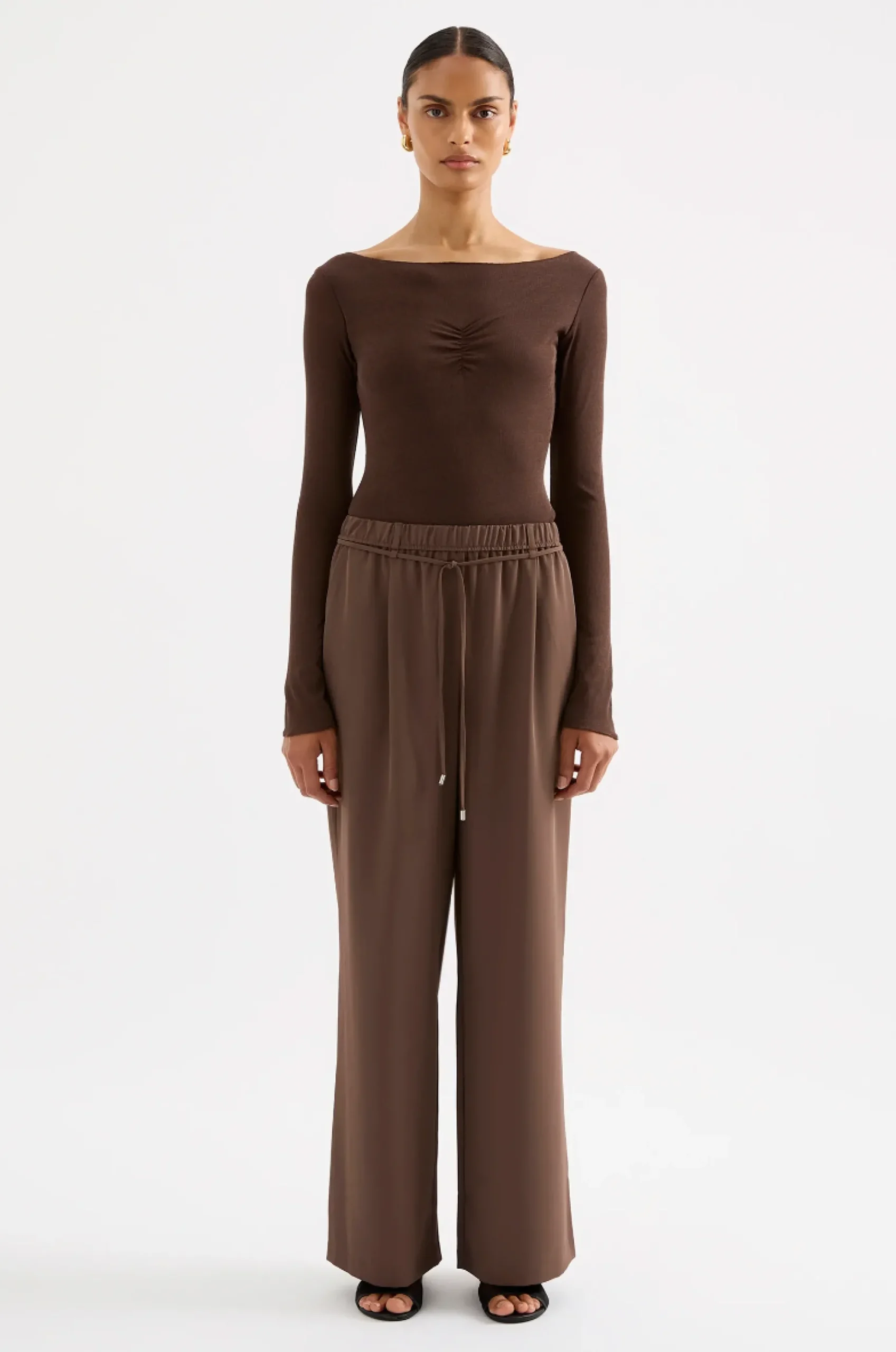 NUDE LUCY Clement Long Sleeve Top CHESTNUT