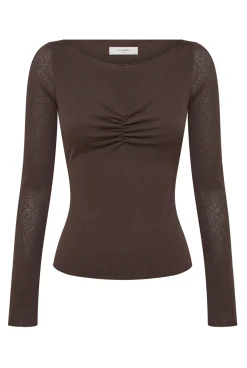 NUDE LUCY Clement Long Sleeve Top CHESTNUT