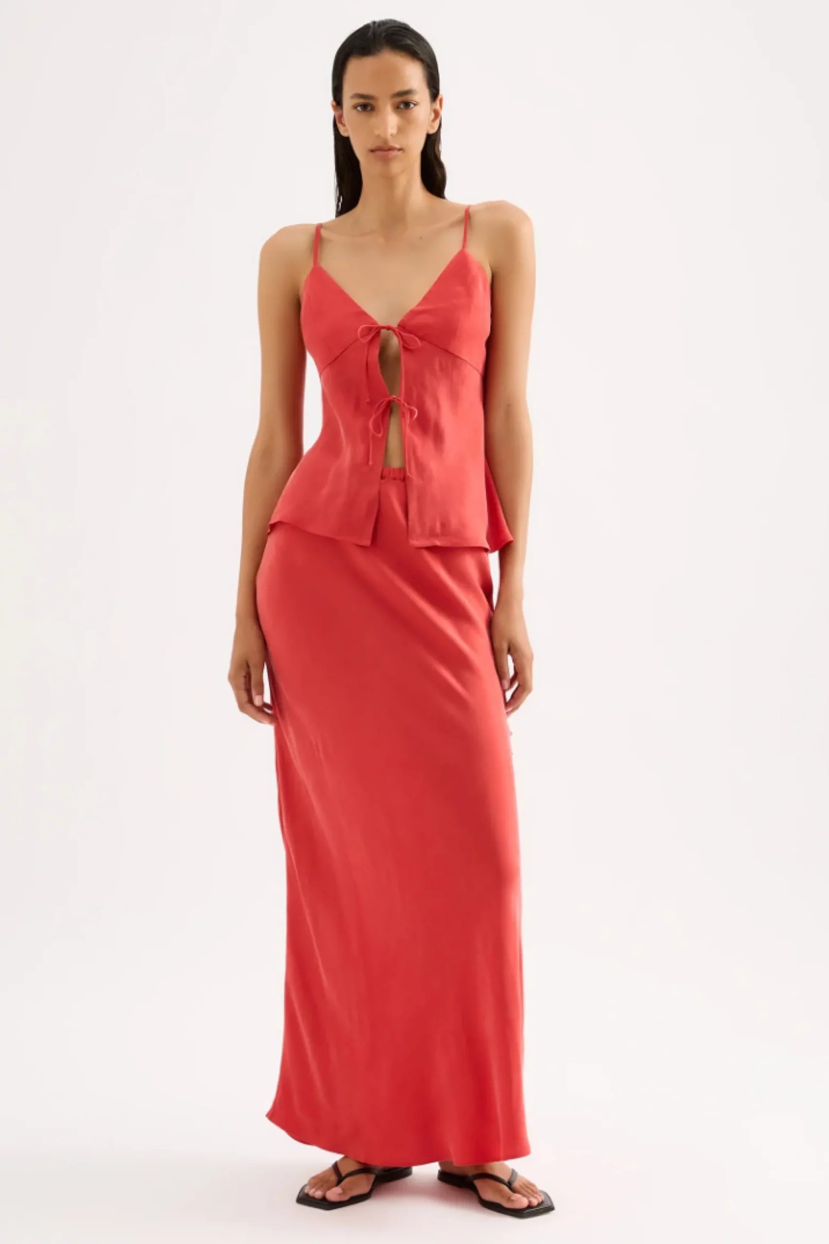 NUDE LUCY Ines Cupro Skirt CHILLI