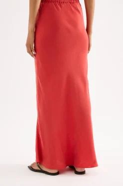 NUDE LUCY Ines Cupro Skirt CHILLI