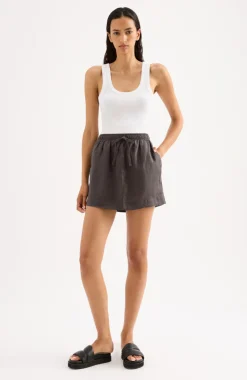 NUDE LUCY Lounge Linen Skirt COAL