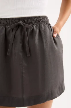 NUDE LUCY Lounge Linen Skirt COAL