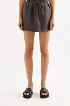 NUDE LUCY Lounge Linen Skirt COAL