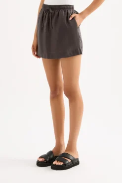 NUDE LUCY Lounge Linen Skirt COAL