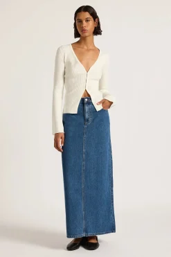 NUDE LUCY Organic Denim Maxi Skirt VINTAGE BLUE