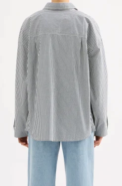 NUDE LUCY Organic Poplin Shirt NAVY STRIPE