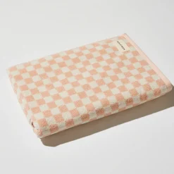 NUNU Bath + Hand Towel Set PINK CHECK