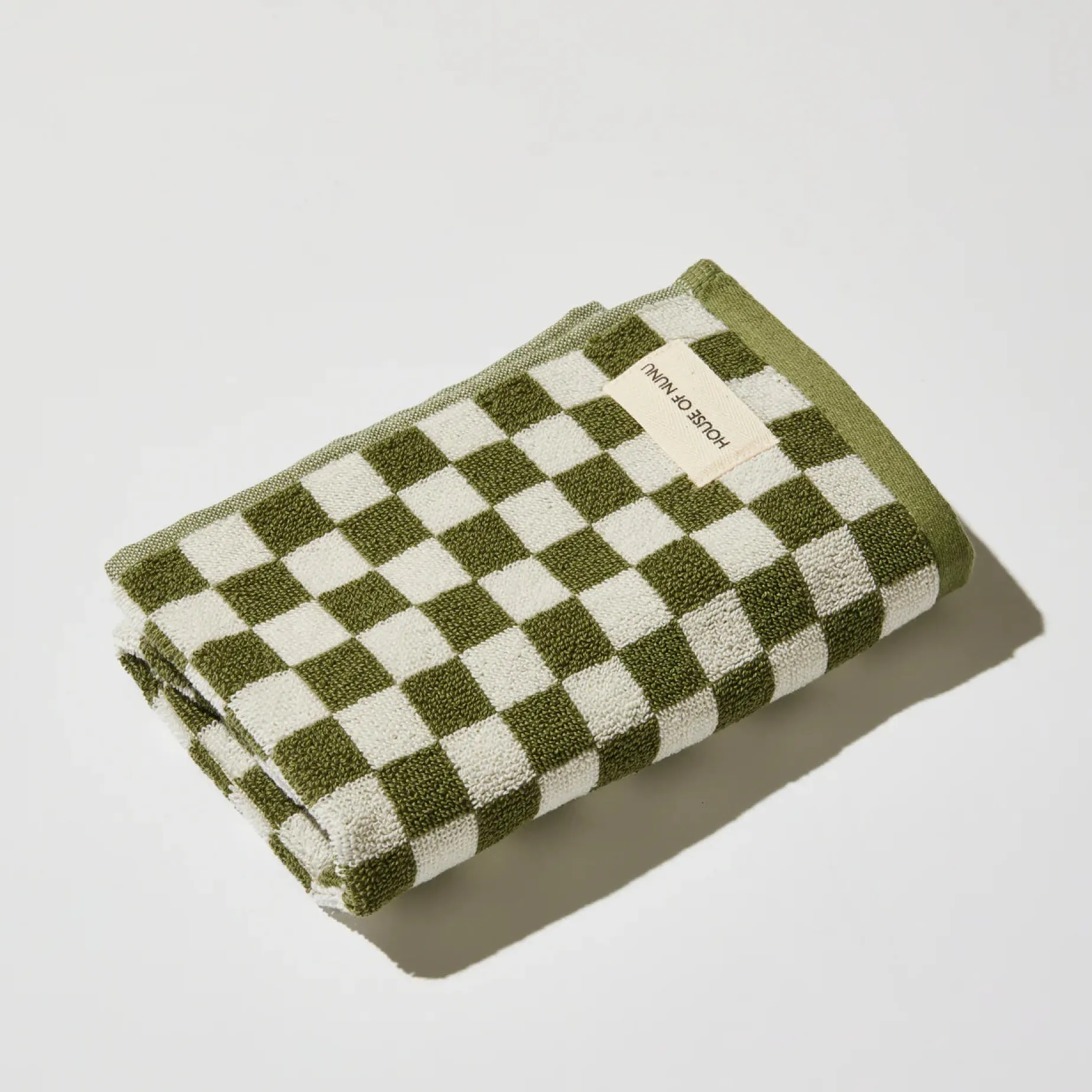 NUNU Bath + Hand Towel Set OLIVE CHECK
