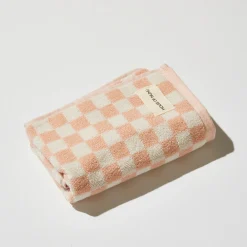 NUNU Bath + Hand Towel Set PINK CHECK