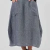 O&J Linen Midi Skirt NIGHTFALL