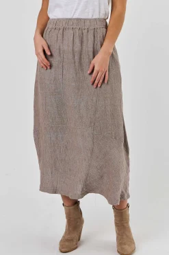 O&J Linen Midi Skirt TRUFFLE