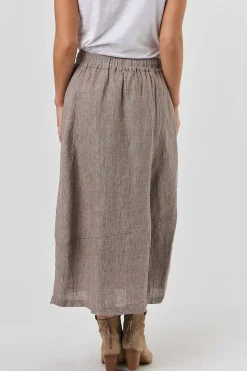 O&J Linen Midi Skirt TRUFFLE