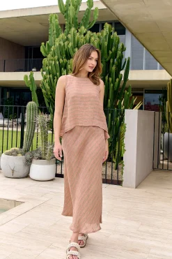 O&J Linen Skirt BRICK