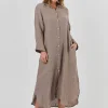 Olive et Julie Linen Maxi Dress TRUFFLE