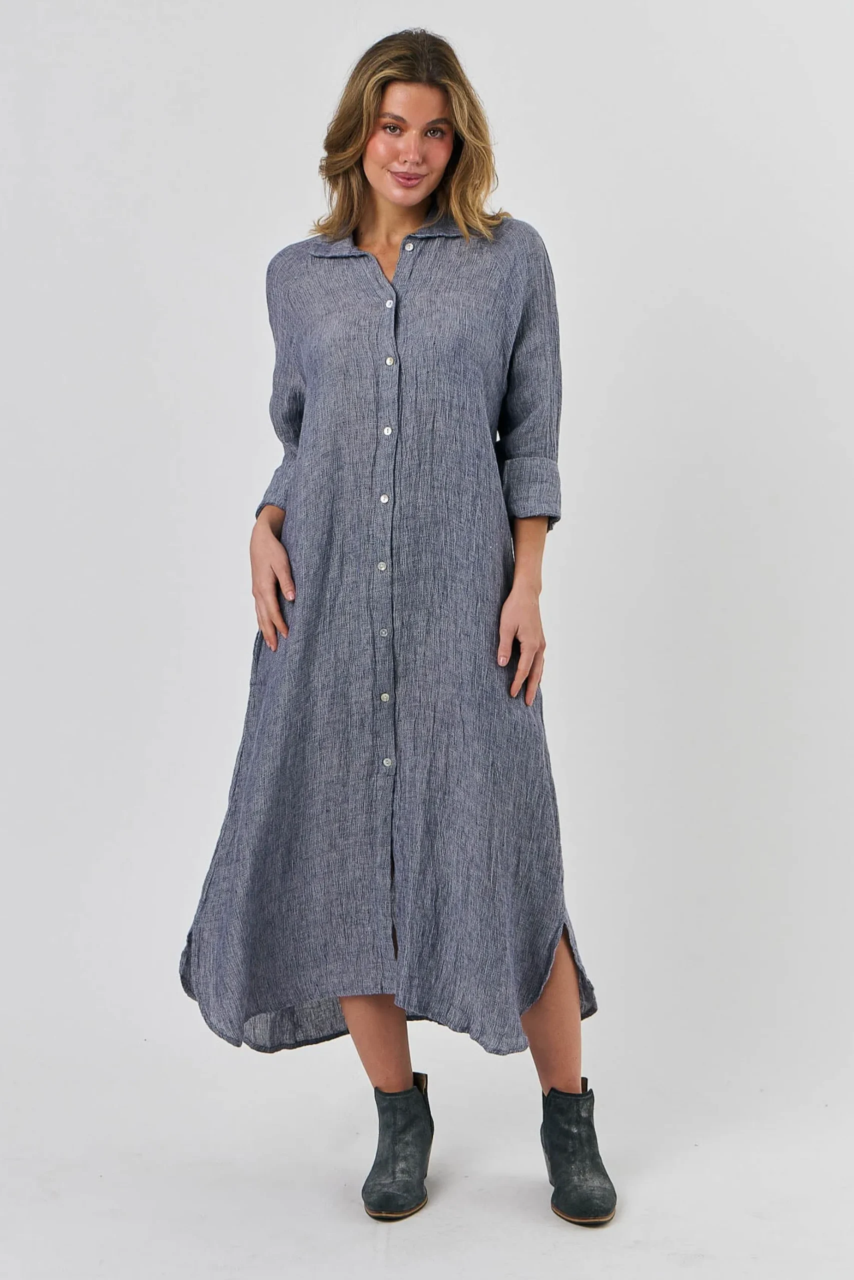 Olive et Julie Linen Maxi Dress NIGHTFALL