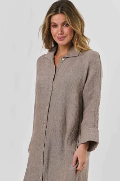 Olive et Julie Linen Maxi Dress TRUFFLE
