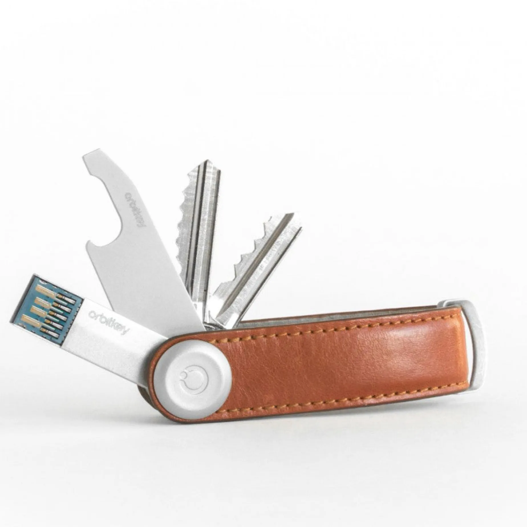 ORBITKEY Leather Key Organiser COGNAC