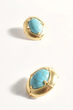 Oval Earrings GOLD TURQUOISE