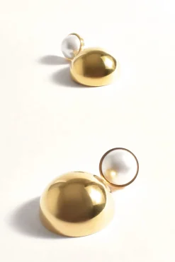 Pearl Top Gold Ball Earrings