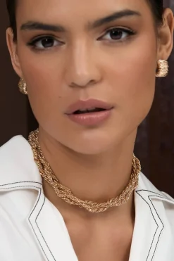 Plaited Chain Short Necklace SILVER