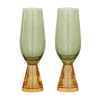 Pyramid Glass Flute SET OF 2 AMBER