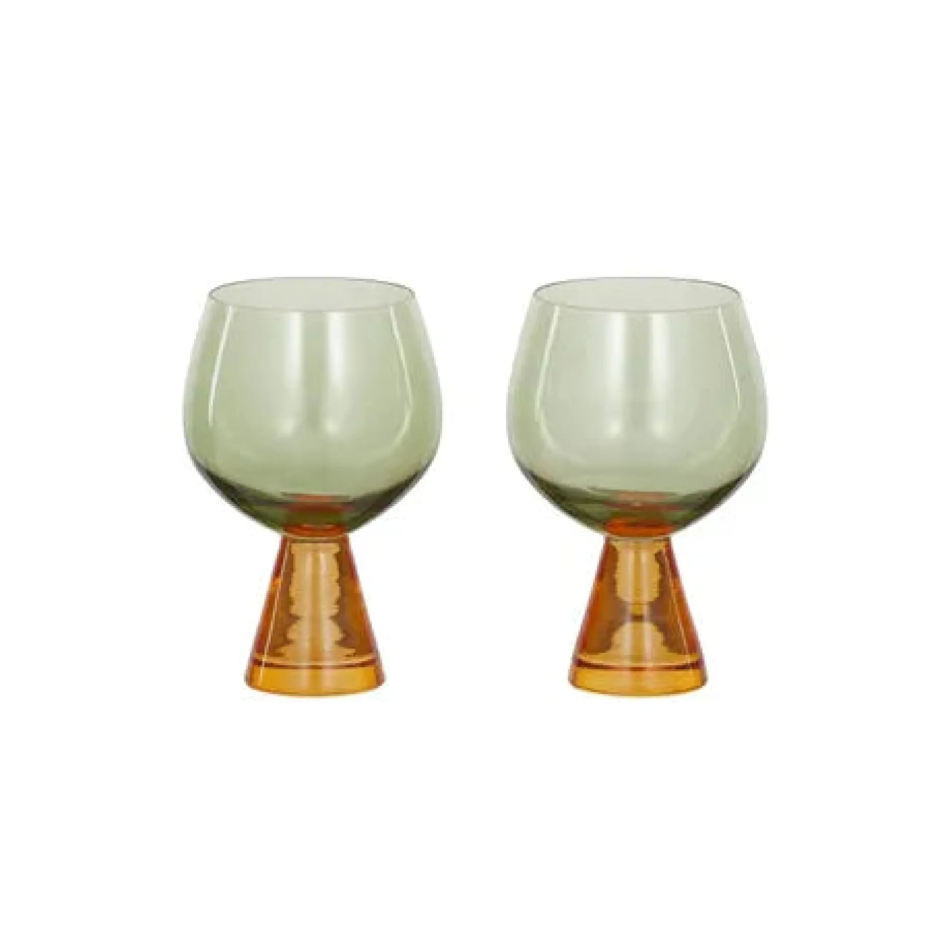 Pyramid Glass Goblet SET OF 2 AMBER