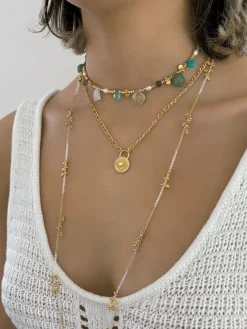 Ruby Teva Necklace MOONSTONE, GREEN AVENTURINE, PEARL, TURQ
