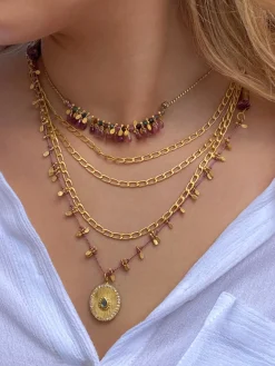 RUBY TEVA Three Tier Link Necklace GOLD PLATE