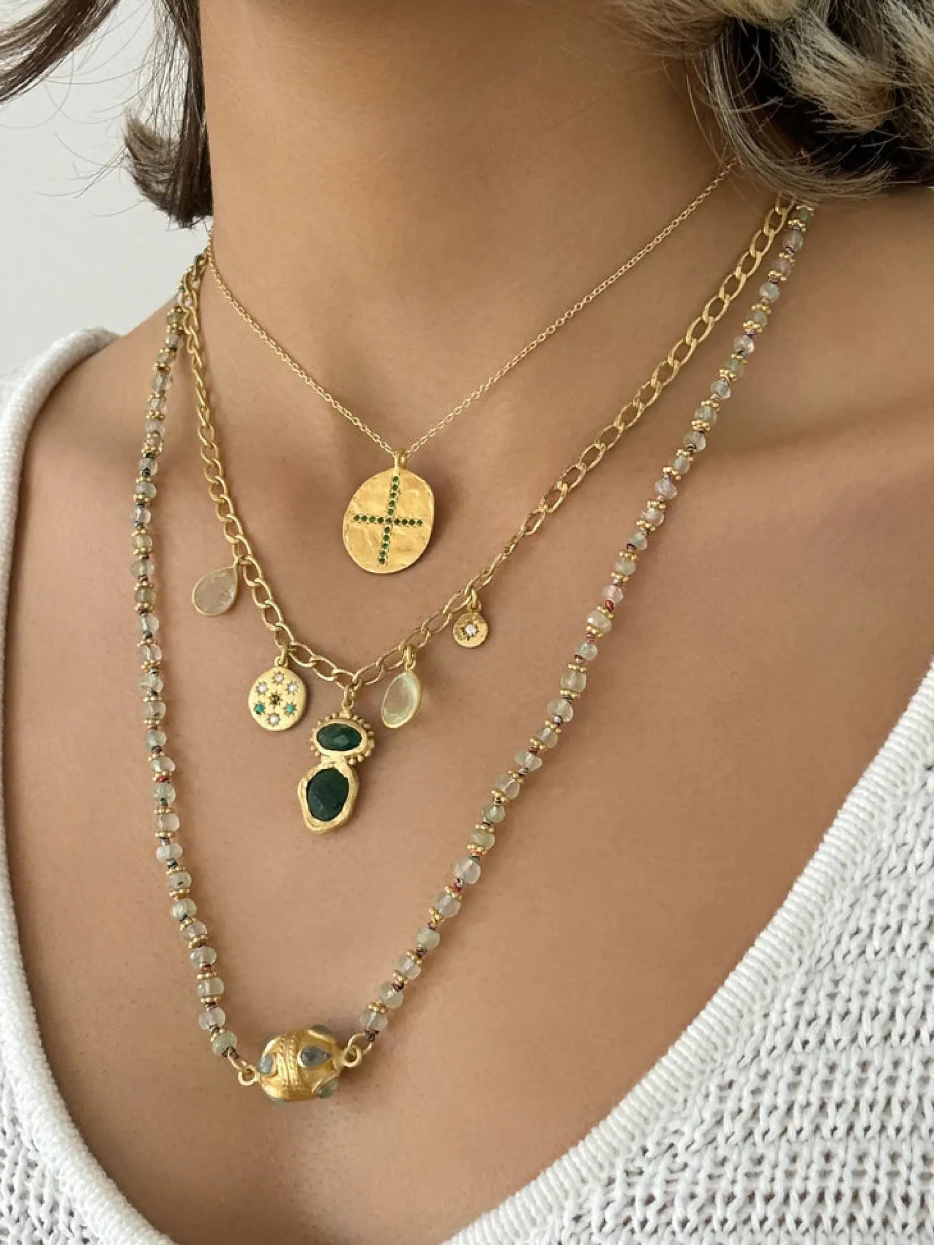 Ruby Teva Zanzibar Charm Necklace GREEN AVENTURINE