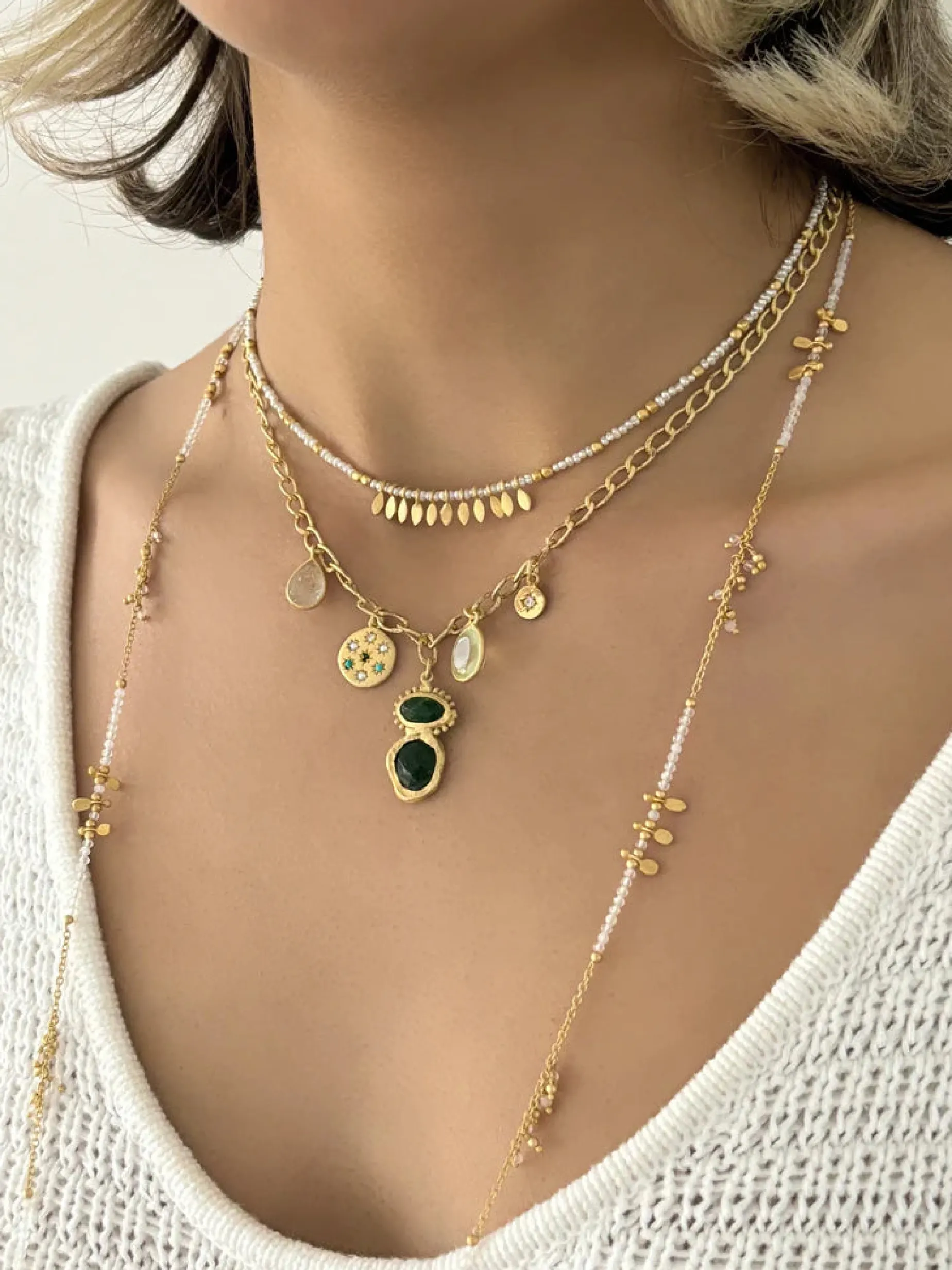 Ruby Teva Zanzibar Charm Necklace GREEN AVENTURINE