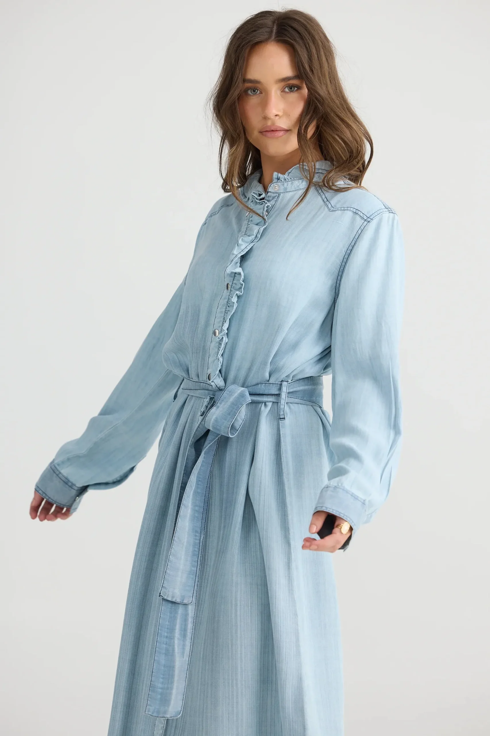 TALISMAN Pedro Maxi Dress LIGHT WASH DENIM