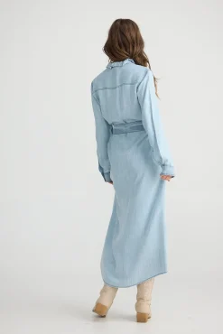 TALISMAN Pedro Maxi Dress LIGHT WASH DENIM