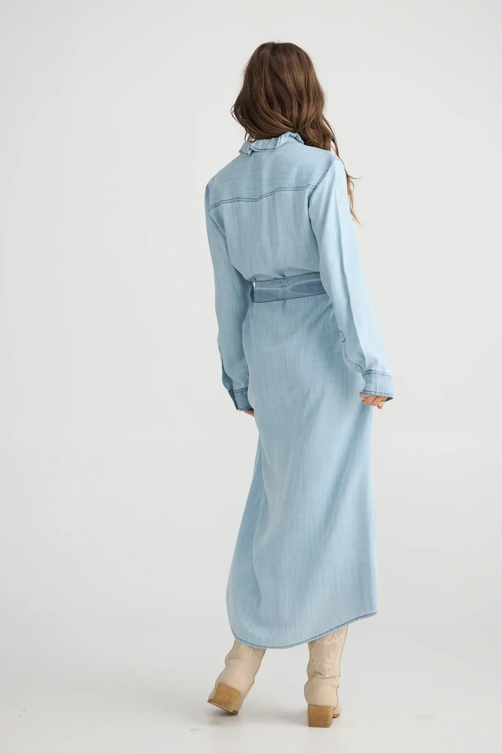 TALISMAN Pedro Maxi Dress LIGHT WASH DENIM