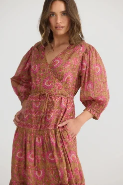 TALISMAN Tara Wrap Dress AUTUMN SPRITZ