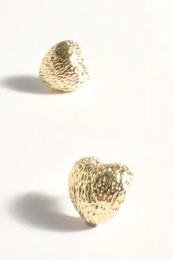 Textured Heart Earrings GOLD