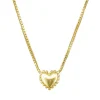 Tiger Tree Ball Edge Heart Necklace GOLD