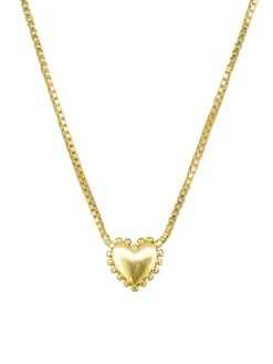 Tiger Tree Ball Edge Heart Necklace GOLD
