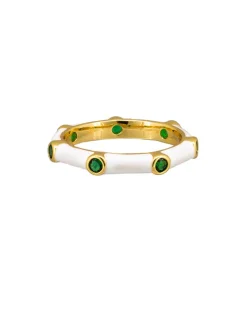 Tiger Tree Enamel and CZ Ring WHITE