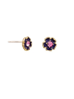 Tiger Tree Enamel Flower Studs NAVY
