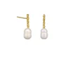 Tiger Tree Gold Pearl Bar Earring