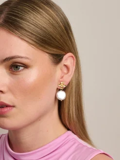 Tiger Tree Matte Gold Flower Earring PEARL
