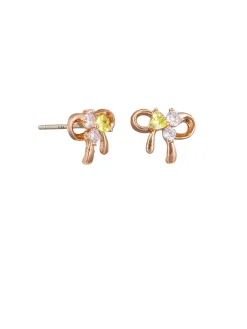 Tiger Tree Rose Gold Crystal Bow Studs