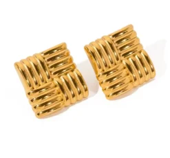 TOURISTE Woven Square Earrings GOLD