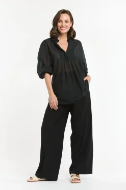 URBAN LUXURY Boho Shirt BLACK