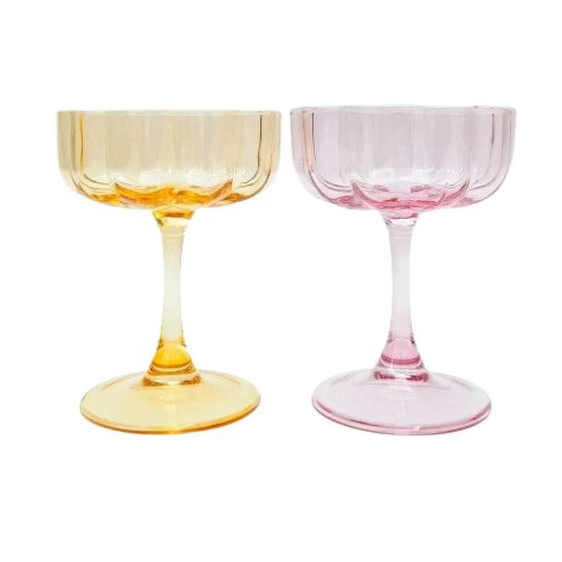 Willa Cocktail Coupes Set Two PINK AND AMBER