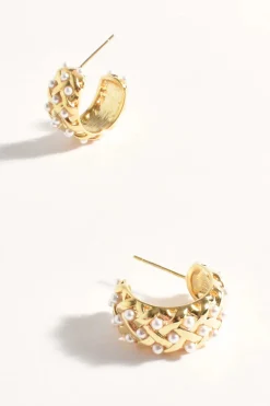 Woven Gold Hoops PEARL